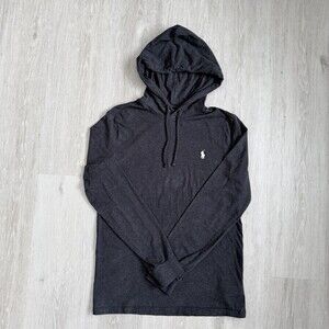 Polo Ralph Lauren Hoodie Men's Small Grey Charcoal Long Sleeve T-Shirt Pullover